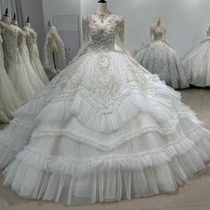 Jancember XS109 Exclusive <b>Long</b> <b>Sleeve</b> Tassel Crystal Women's Ball Gown <b>Wedding</b> <b>Dresses</b> - Product Image 1