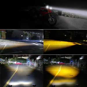 Phare auxiliaire de moto à 3 lentilles, LED bicolore blanc-jaune, feux de brouillard, mini feux de route pour moto - Product Image 5