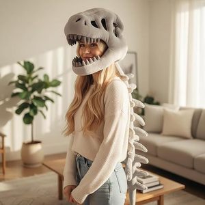 Costume de squelette de <span class=keywords><strong>dinosaure</strong></span> 3D de 80-120 cm, masque de crâne de Spinosaurus et colonne vertébrale en peluche, en polyester, unisexe, pour fêtes et jeux d'habillage - Product Image 6