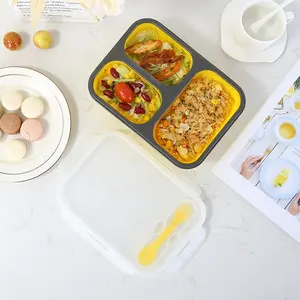 Siliconen Lunch Container Lekvrije Volwassen Kid Magnetron Siliconen Inklapbare Bento Box