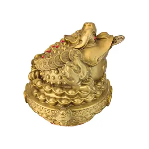 Fábrica chinesa tradicional sapo dourado bronze sapo ornamentos metal sapo estátua