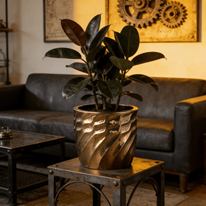 American Style Vintage Gold Elliptical Pattern Ceramic Flower Pot-Eco-Friendly Durable <b>Garden</b> Decorative Planter Drainage Hole - Product Image 1