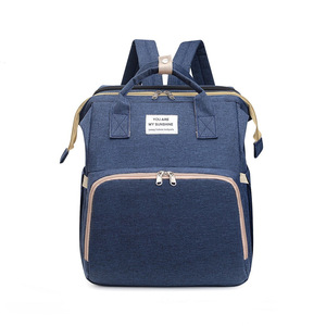 Bolsa de pañales <span class=keywords><strong>para</strong></span> bebé cama plegable portátil multifunción moda mamá mochila bolsas de pañales con cama mamá plegable portátil plegable - Product Image 6