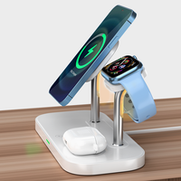 Chargeur sans fil de bureau 3 en 1, chargeur magnétique 15W, veilleuse, chargeur rapide avec support pour iPhone pour téléphone portable
