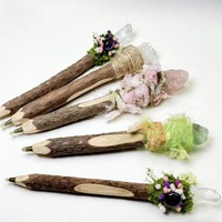 Nouveau Stylo Bille Créatif en Pierre Naturelle Brute, Cristal, Fleur, Herbe, Bois, Baguette Magique, Ornement de Bureau, Cadeau en Pierre Précieuse