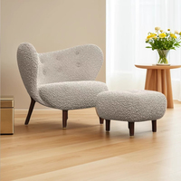 Chaise de canapé simple moderne en bois massif d'agneau velours crème vent pour salon chambre à coucher chaise de loisirs simple pour designers d'appartement