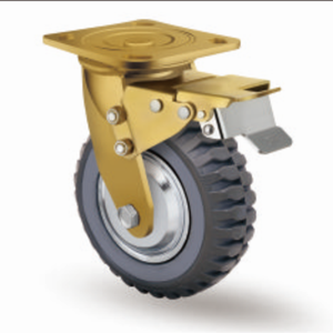 Neuzugang Schwerlast 4 5 6 8 Zoll Metall Gelände Rollen <span class=keywords><strong>PU</strong></span>-Radbremse 100/125/150/200mm Staubdeckung Neues Design Drehbremse - Product Image 4