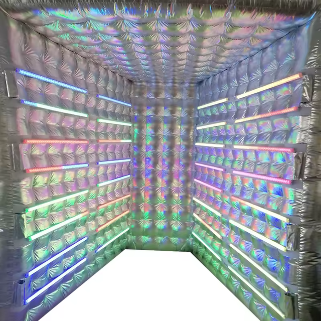 Advertising LED Light Inflatable V sharp Silver Type Photo Booth Tent
