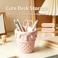 Porte-stylo mignon en forme de crème glacée, texture gaufrée, organiseur de bureau pour étudiants et bureau