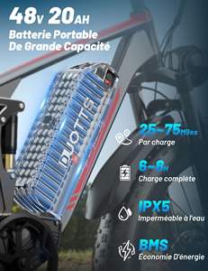Duotts S26 Vélo Électrique Tout-Terrain Pneu Large 26 Pouces Double Moteur 48V 20AH, Vélo Électrique VTT Mobylette – Entrepôt US UE - Product Image 3