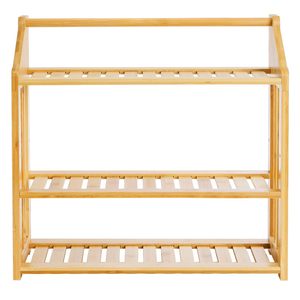 Estante de almacenamiento para baño de bambú de 60x70 cm, 3 niveles, montado en la pared para artículos de aseo y cosméticos - Product Image 3