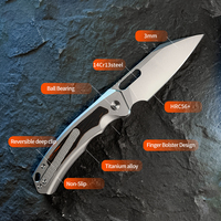 Couteau pliant de haute qualité en alliage de titane 14C28N, acier inoxydable, tactique, pour le camping en plein air, OEM, EDC, couteau de survie de poche