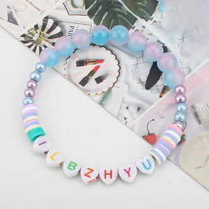 Zhubi ลูกปัดอะคริลิครูปตัวอักษรสีสันสดใสลูกปัดดินโพลิเมอร์ลูกปัดคริสตัลไข่มุกคริสตัลลูกปัดแก้วกลมสำหรับทำเครื่องประดับ - Product Image 4