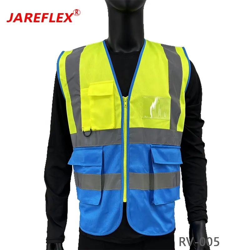 High Visibility Safety Vest Custom Your Logo Protective Workwear 5 Pockets With Reflective Strips Outdoor Work Vest