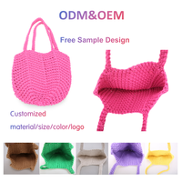 2025 nouveau fait à la main Crochet coloré grand sac fourre-tout personnalisable couleur mode coton tissé aisselles sacs pour les femmes