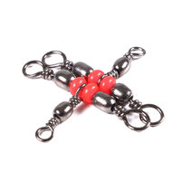 Triple émerillon de pêche à roulement à billes en laiton avec boule rouge, connecteur à anneau, accessoires de pêche