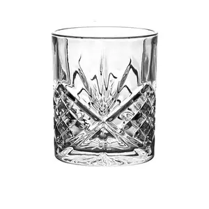 330ml Wholesale High quality Pressed glass Diamond-shaped Whiskey Glass