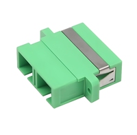 Coupleur optique monomode SC APC duplex monobloc avec bride vert