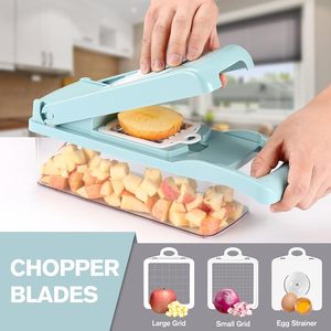 <span class=keywords><strong>Mandoline</strong></span> manuelle multifonction 16-en-1 bleue et blanche pour couper les fruits et légumes, hacher les oignons et trancher les légumes - Product Image 6