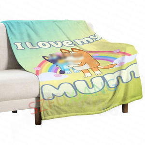 Chien animal dessin animé en gros j'aime ma mère fête des mères couverture maison canapé décor flanelle sieste changeant progressivement de couleur couvertures - Product Image 1