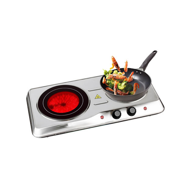 Household and Portable Double Glass Two Knob Easy to Use Electric Infrared Ceramic Cooker Stove