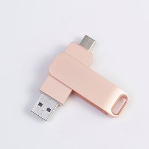 Top Quality High-speed Swivel Design 2-in-1 Otg <b>Usb</b> <b>Flash</b> <b>Drive</b> 64gb 32gb 16gb Metal Type-c <b>Usb</b> Stick for Smartphones <b>Usb</b> Memory - Product Image 4