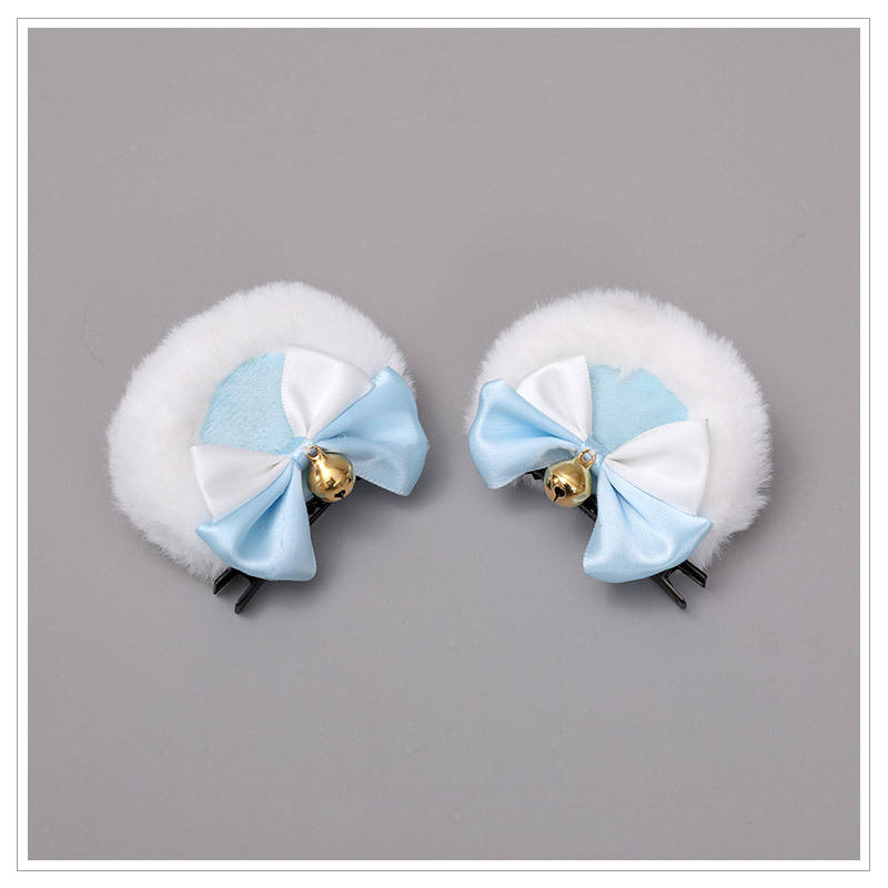 Bear Ear Hairpin 03 White Blue