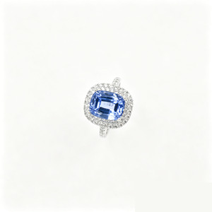 Bague pour femme en argent S925 plaqué rhodium avec saphir classique - Product Image 1