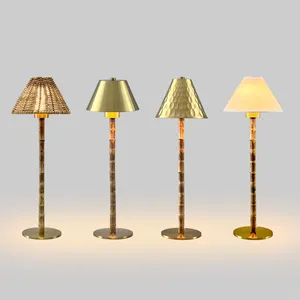 Bamboo Lamp Base New Luxury Aluminium Rechargeable Metal Lamp Shade Is Replaceable Cordless Led Table Lamps