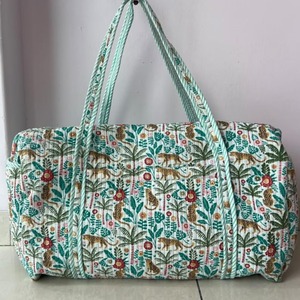 Large Casual Weekender Quilted Block Print Cosmetic <b>Bag</b> <b>Jumbo</b> Cotton Toiletry Wash <b>Bag</b> Makeup Kit & Travel Accessory for Women - Product Image 2