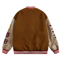 Vente en gros de patchs de logo pour vêtements de rue personnalisés, camionneurs de baseball, balle de base Letterman blanche vierge, veste universitaire unie en cuir
