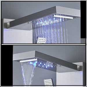 Colonna <span class=keywords><strong>Doccia</strong></span> con Grande Schermo, Luce Blu, Soffione a Pioggia e Cascata, Getti Massaggianti in Acciaio Inox, Miscelatore <span class=keywords><strong>Doccia</strong></span> - Product Image 4