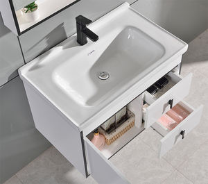 Miroir <span class=keywords><strong>de</strong></span> salle <span class=keywords><strong>de</strong></span> bain éclairé mural moderne résistant à l'eau avec armoire à vasque simple en MDF pour usage hôtelier - Product Image 5