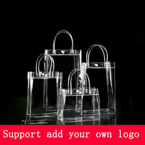 ถุงของขวัญพลาสติกใสแบบมีหูหิ้ว ใช้ซ้ำได้ ถุงหิ้วพลาสติก PVC ใสสำหรับใส่ของช้อปปิ้ง - Product Image 3