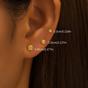CANNER Juego de 3 Piezas de Plata de Ley 925, Aretes de Barra con Cuentas Redondas y Diseño de Flor de Rosa para Mujer - Product Image 6