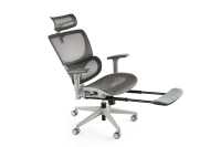 Chaise de bureau ergonomique pour ordinateur en maille de couleur grise Mécanisme de contrôle par fil Chaise de direction pivotante à dossier haut avec repose-pieds