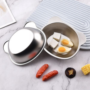 หม้อซุปก้นลึกทำจากสแตนเลสสตีลพร้อมด้ามจับสองชั้นสีเงิน/ทอง - Product Image 1