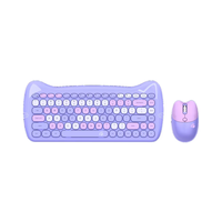 Mini clavier et souris en forme de chat mignon de conception de mode pour les filles et les enfants cadeau ensemble de clavier et de souris sans fil