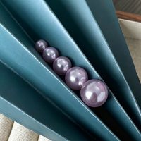 Perles en verre demi-percées couleur lavande, imitation perle, pour la fabrication de bijoux et boucles d'oreilles DIY