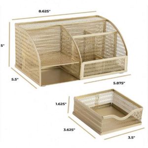 Small Office Desk Organizers Designer Cute Gold Desk Accessories Desk Organization Metal Gold Desktop Organizer - Product Image 3