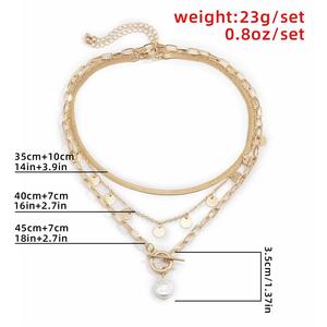 Collar de cadena de serpiente geométrica en capas, dorado, multicapa, con cierre redondo OT, para mujer, joyería de fiesta, aleación de zinc - Product Image 5