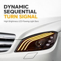 Phare LED pour Mercedes Benz Classe C W204 2007-2011, style Maybach, triple DRL, projecteur, 1 paire, neuf