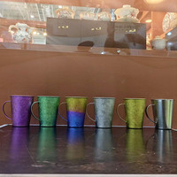 Mug à café en titane Ice Crystal de 12 oz (350 ml), tasse à bière légère en métal Ti avec poignée, gobelets portables pour boissons froides