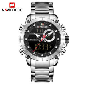 Naviforce 9163 <span class=keywords><strong>orologio</strong></span> <span class=keywords><strong>da</strong></span> <span class=keywords><strong>polso</strong></span> al quarzo originale Casual <span class=keywords><strong>da</strong></span> uomo impermeabile cronografo digitale allarme 40mm cinturino in acciaio inossidabile - Product Image 1
