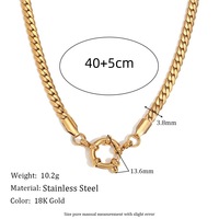 Collier de chaîne de trombone à fermoir rond en acier inoxydable or 18 carats non terni pour la fabrication de breloques bricolage
