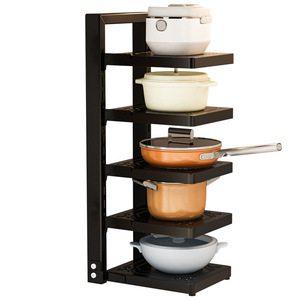 Estante de almacenamiento para cocina con estante para ollas impreso, estante para utensilios de cocina de varias capas, estante para ollas ajustable de varios niveles para encimera/suelo. - Product Image 5