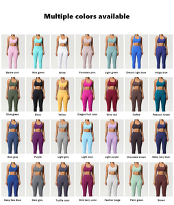 XW-6701+6688 Wholesale Seamless <strong>Plus</strong> <strong>Size</strong> High Impact Sports Bra Comfort Butt Lifting Leggings Two Piece Set Women Clothing - Product Image 5