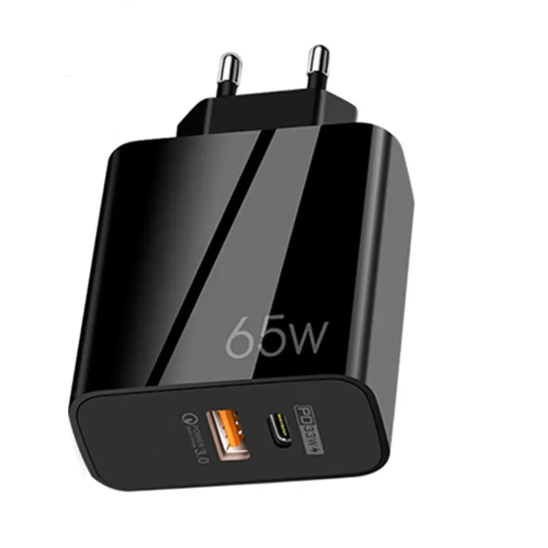 Cheap Price 65W Gan QC 3.0 4.0 USB PD Fast Wall Charger 60W C-C Type c Cable Charging Adapter For Samsung S10 S20 S22 for Iphone