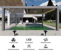Pergola Extérieure Motorisée en Aluminium avec Baie Vitrée Coulissante, Pavillon de Jardin Étanche, Gazebo Élégant pour Réceptions en Plein Air