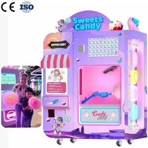 Carnival Cotton Candy Automatic Machine Vertical Flower Make Shape Sugar Cotton Candy Commercial Self Service Vending Machines